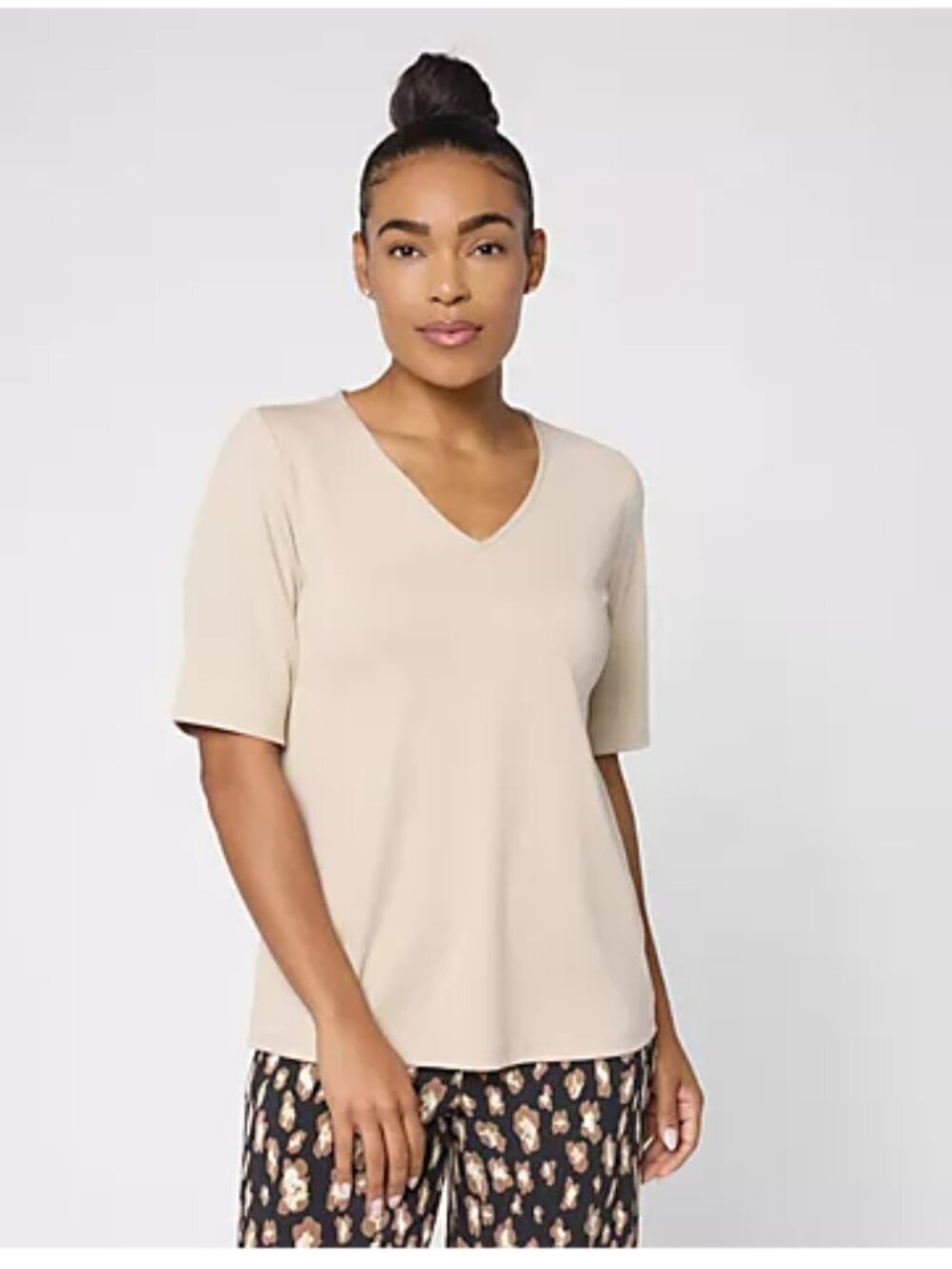 Susan Graver Essentials Butterknit V-Neck Top with Elbow Sleeves - Size: XL  NIP